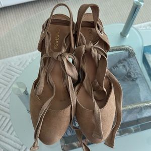 Express Women’s Suede Espadrille Wedges with Laces